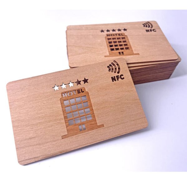 Eco-Friendly Wooden RFID Hotel Key Card – Cherry/Bamboo/Basswood Access Control Cards - Image 4