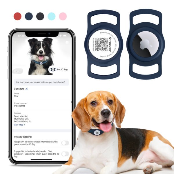 Custom Silicone Smart QR Pet ID Tag with AirTag Harness/Collar Holder — Personalized Dog & Cat Tag (Wholesale) - Image 4