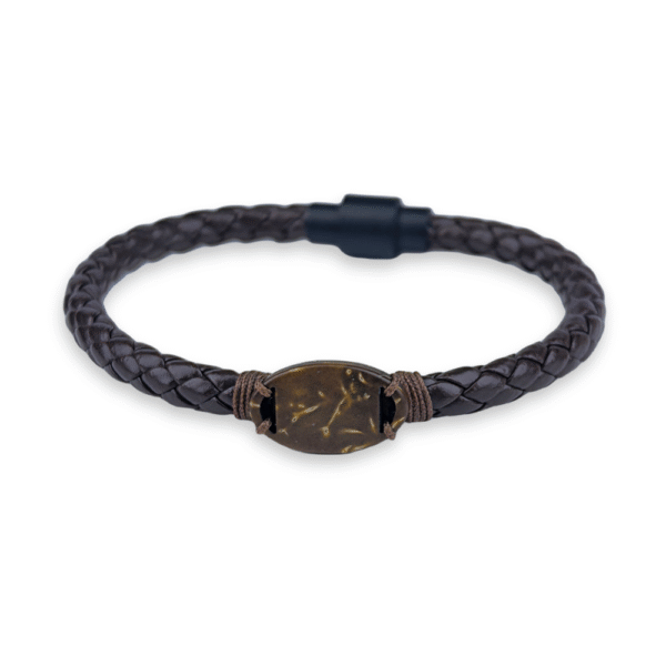 NFC Coconut Shell Bracelet – Eco-Friendly RFID Smart Wristband with Leather Magnetic Buckle for Hotels, Resorts, Gyms & Business Events - Image 2