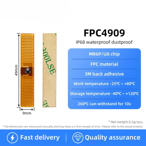 Flexible High-Temperature Resistant UHF RFID Tag – Passive FPC Corrosion-Resistant Label - Image 3