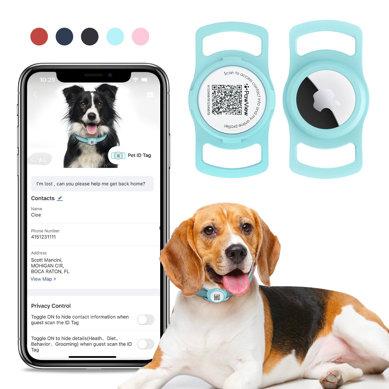 Custom Silicone Smart QR Pet ID Tag with AirTag Harness/Collar Holder — Personalized Dog & Cat Tag (Wholesale)