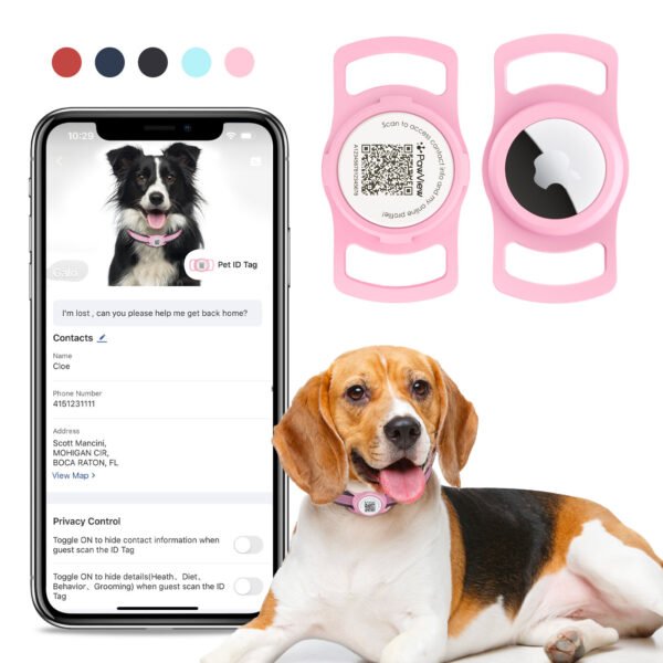 Custom Silicone Smart QR Pet ID Tag with AirTag Harness/Collar Holder — Personalized Dog & Cat Tag (Wholesale) - Image 3