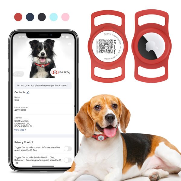Custom Silicone Smart QR Pet ID Tag with AirTag Harness/Collar Holder — Personalized Dog & Cat Tag (Wholesale) - Image 2