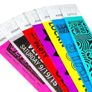 Customized Logo Print Synthetic Paper Wristbands – Personalized Tyvek Event ID Bracelets with Barcode & QR Code for Concerts, Festivals & Access Control