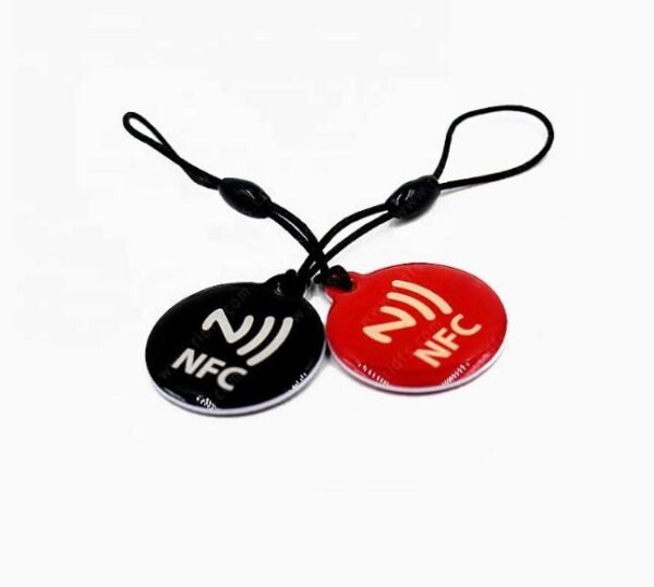 Custom Logo NFC Epoxy Keyfob – Durable, waterproof 125kHz NFC tags with QR code functionality. Perfect for keychains, necklaces, and access control applications. Fully customizable with logos and secure identification features.
