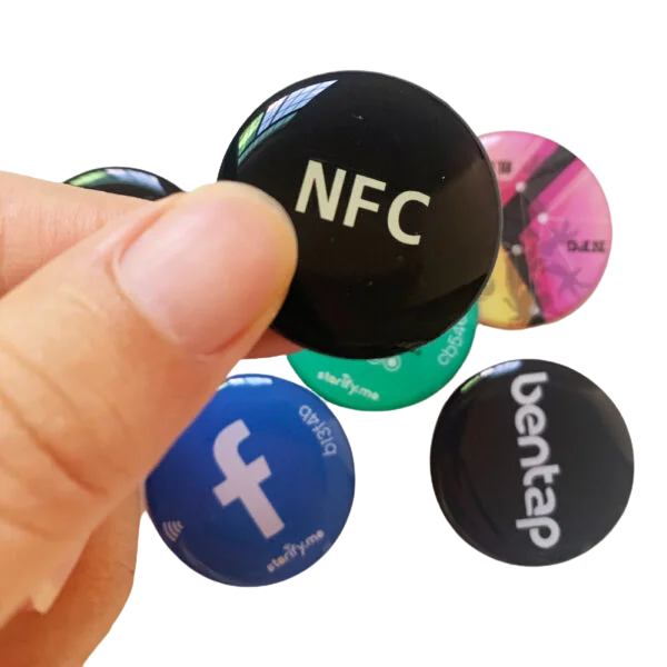 30mm Epoxy NFC Social Media Phone Sticker — Instagram, TikTok, WhatsApp & More