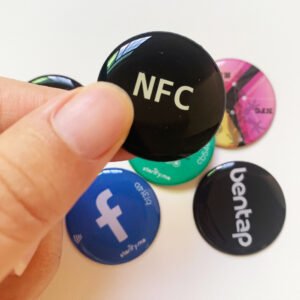 30mm Epoxy NFC Social Media Phone Sticker — Instagram, TikTok, WhatsApp & More