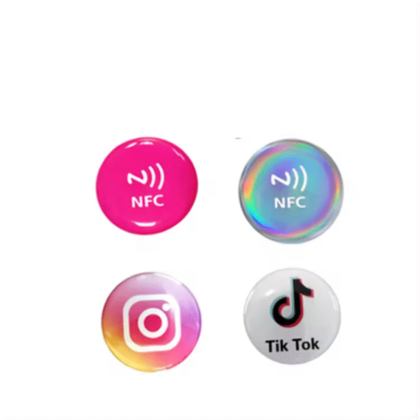 Customized Logo 25mm NFC Sticker (NTAG213 / NTAG216) — On-Mobile Tap Sticker for Social Links, Reviews, Wi-Fi & Promotions